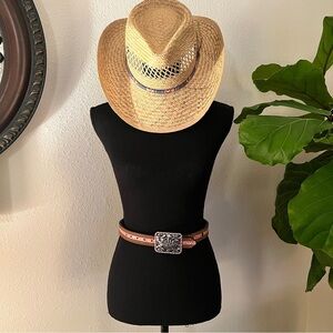 Summer Club Unisex Natural Fibre Straw Hat Styled in Australia Aztec Band Large